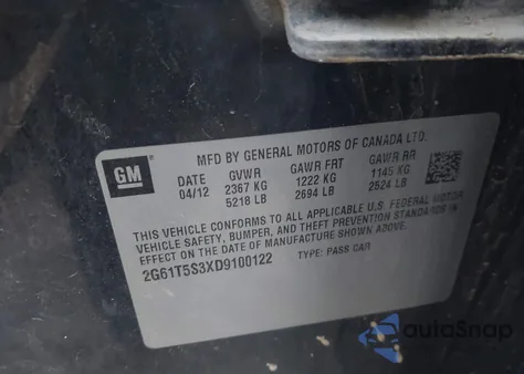 2013 Cadillac Xts Premium из США, поврежденный, VIN 2G61T5S3XD9100122